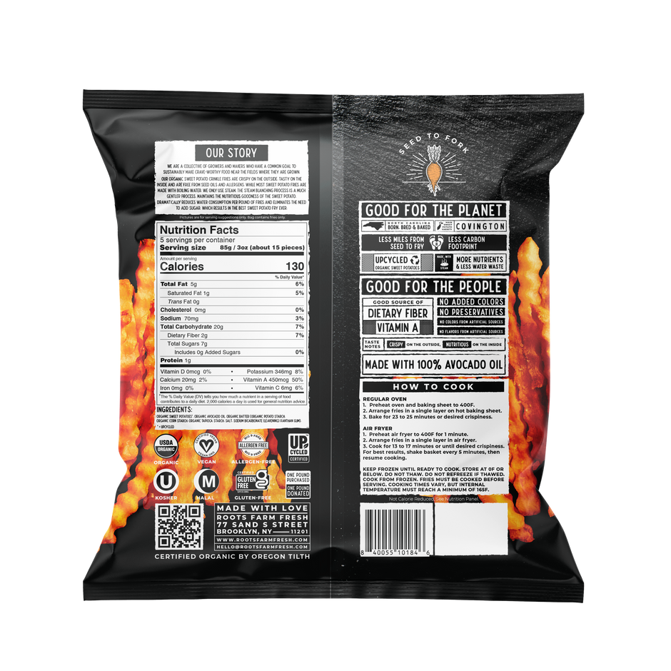 Organic Sweet Potato Crinkle Cut Fries 15 oz – Roots Farm Fresh