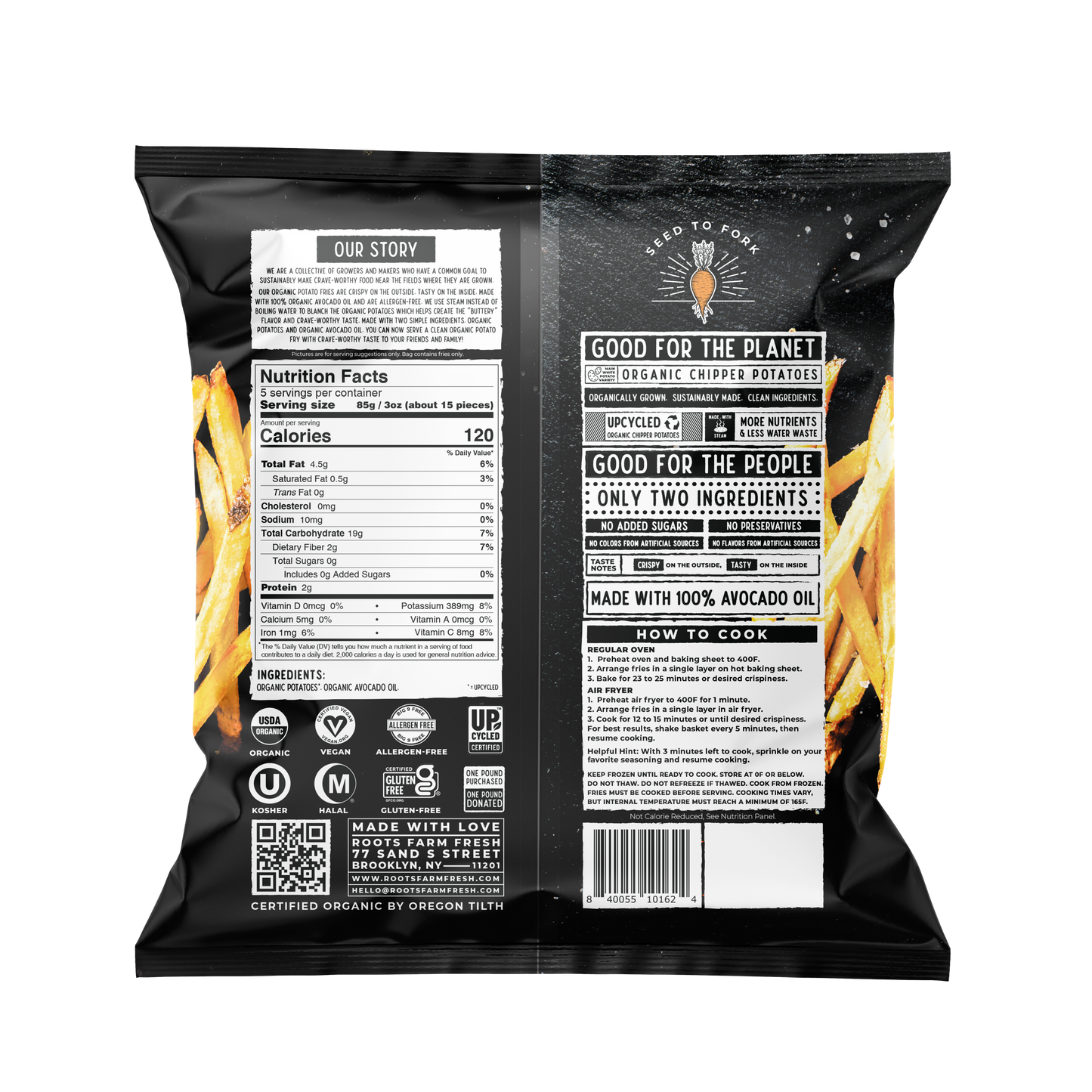Organic Classic Cut White Potato Fries 15 oz – Roots Farm Fresh