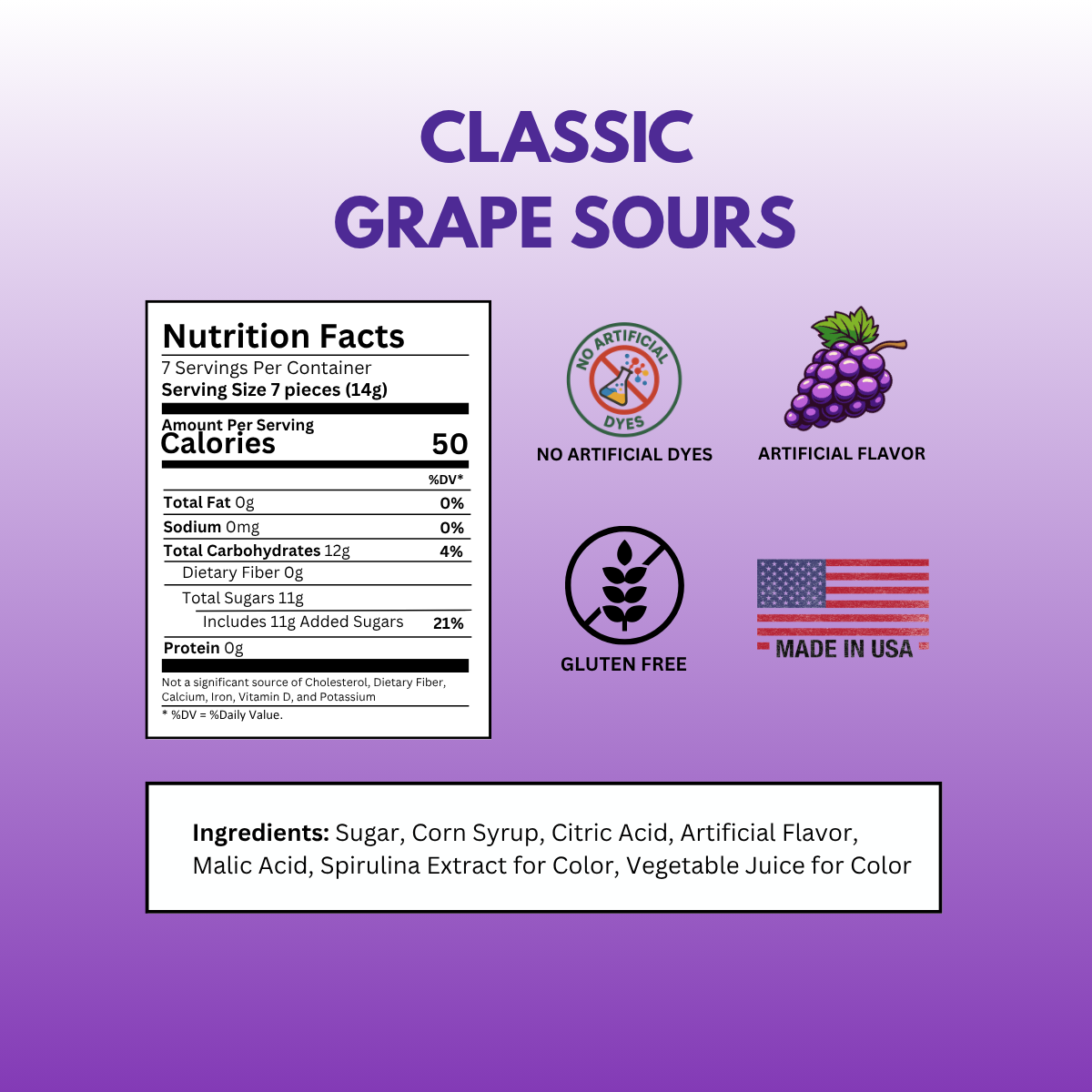 Grape Sours: Dye-Free Candy Tins 3.5 oz