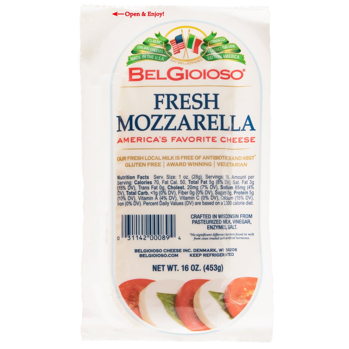 Belgioioso Mozzarella Log Unsliced | Belgioioso | Grill House