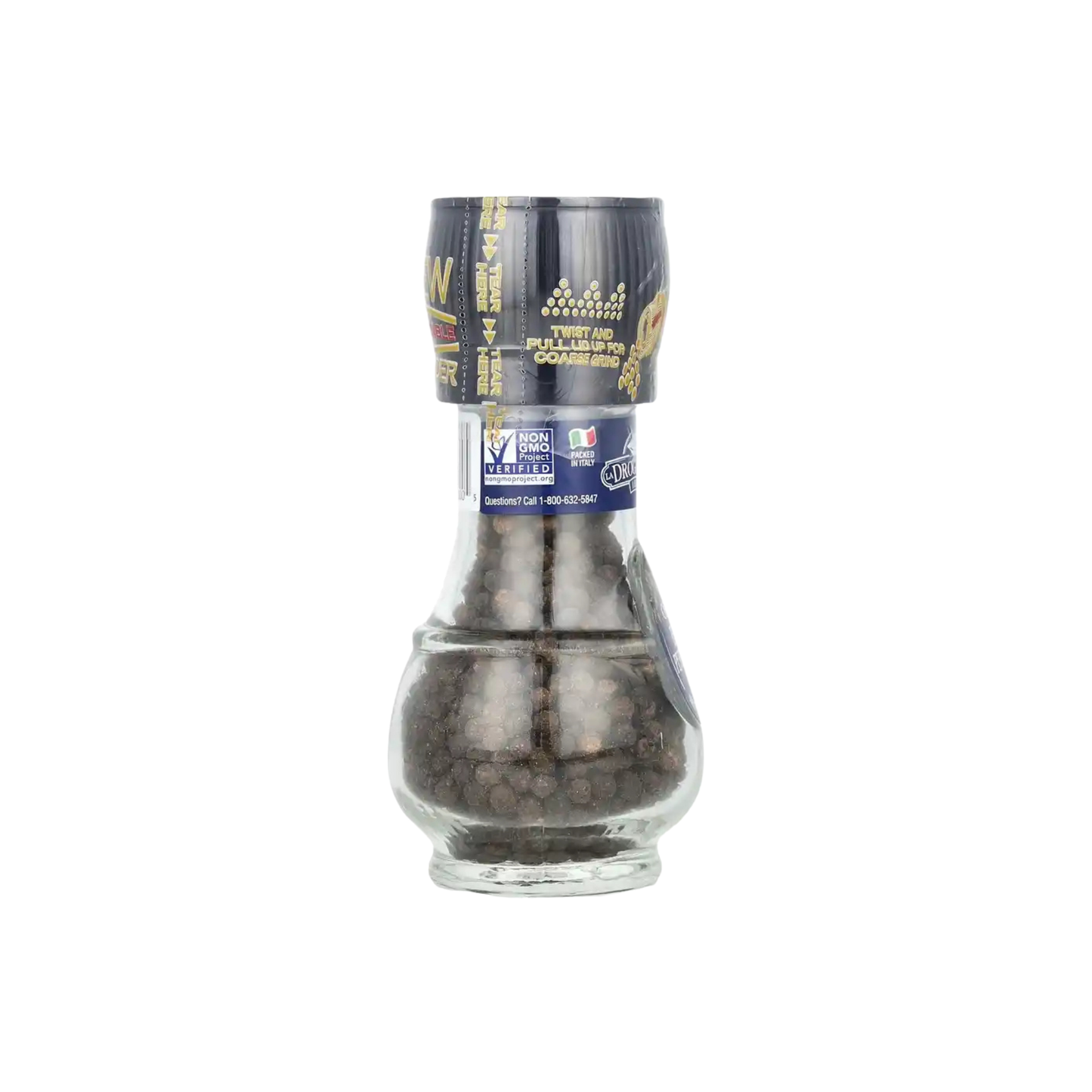 Certified Organic Black Peppercorns w/ Grinder 1.59oz - Drogheria