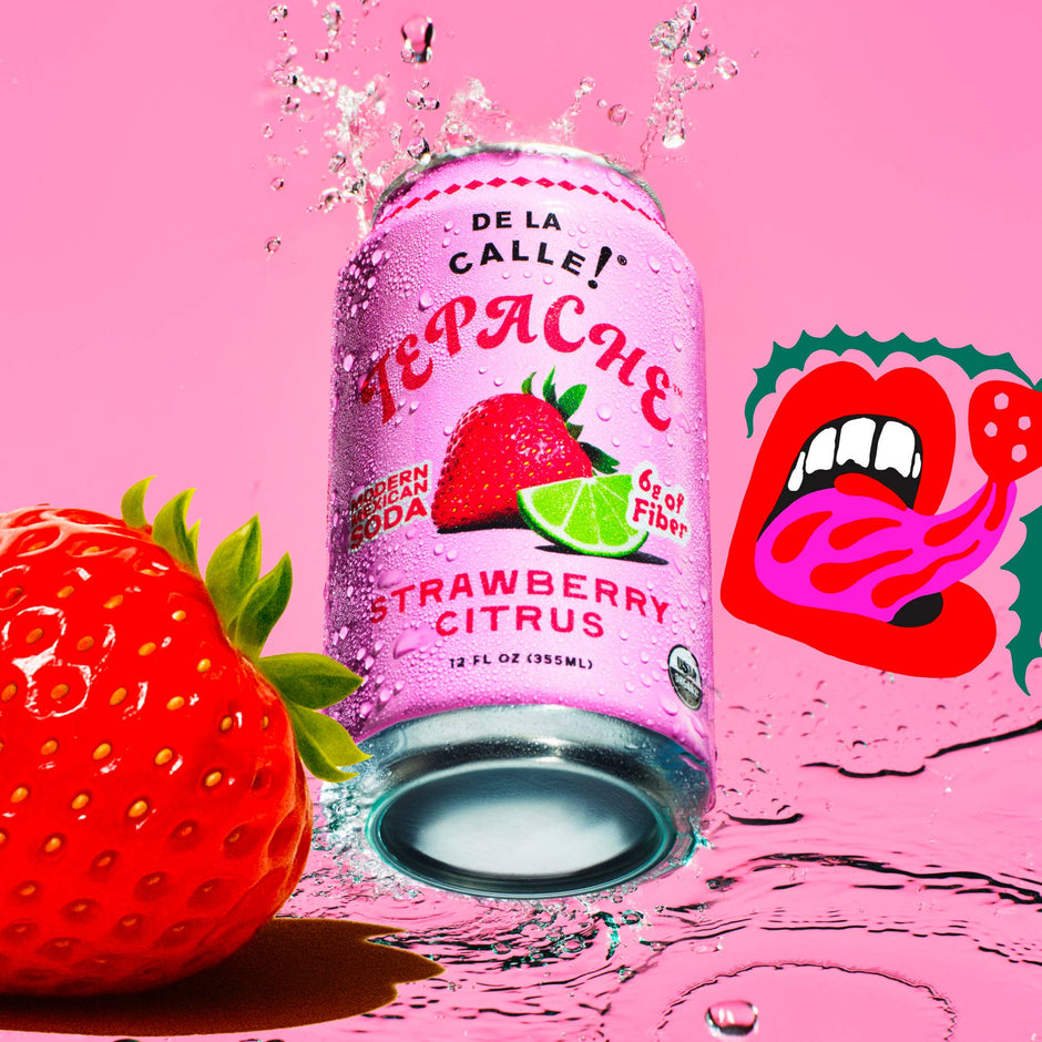 Strawberry Citrus Tepache Mexican Soda 12oz - De La Calle