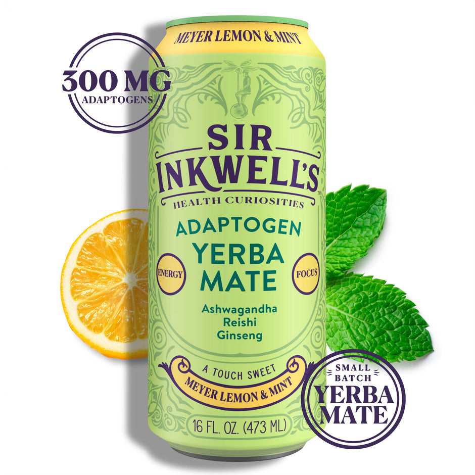 Adaptogen Infused Meyer Lemon & Mint Yerba Mate 16 oz – Sir Inkwell Health Curiosities