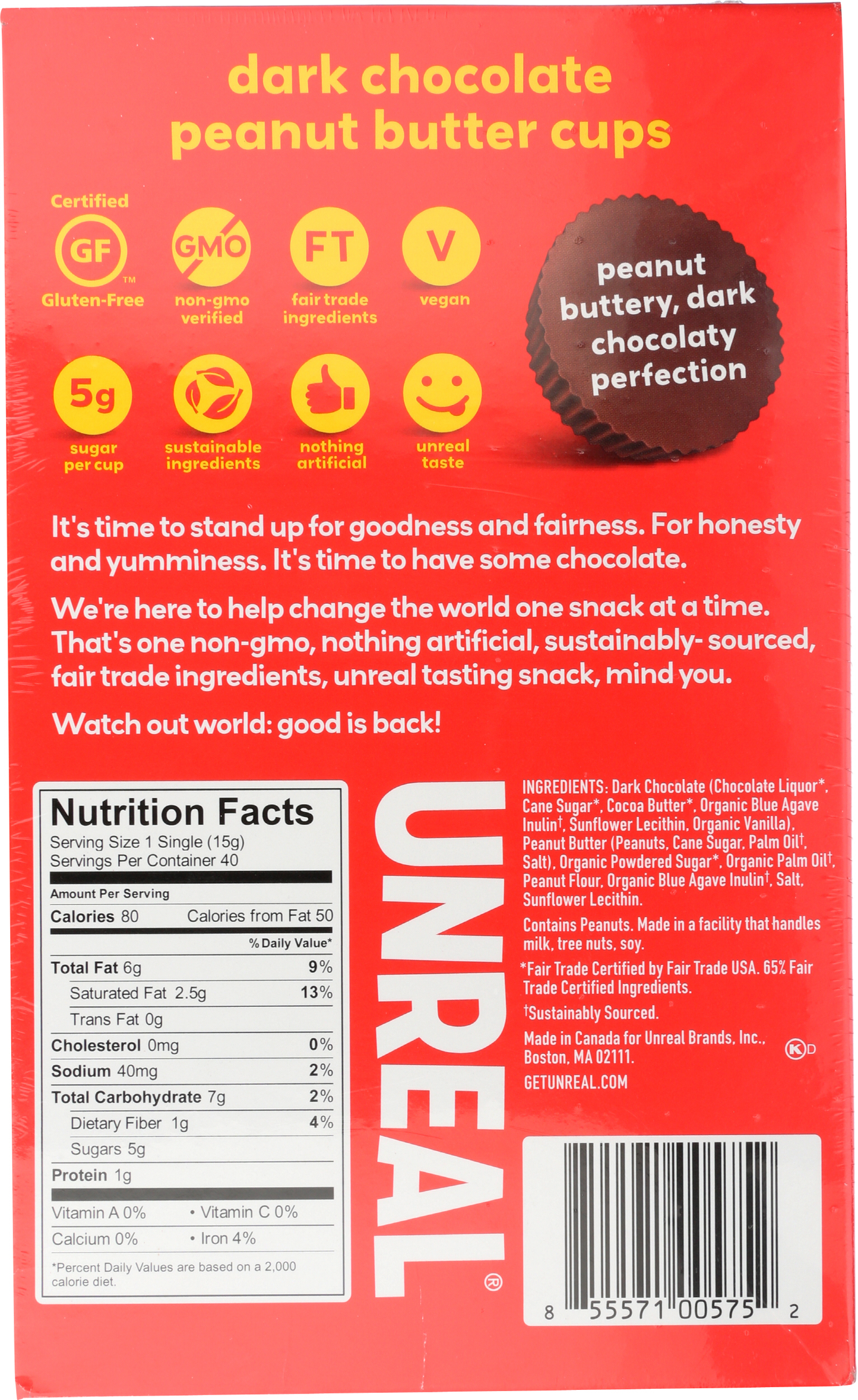 Dark Chocolate Peanut Butter Cups 0.033 lb – Unreal