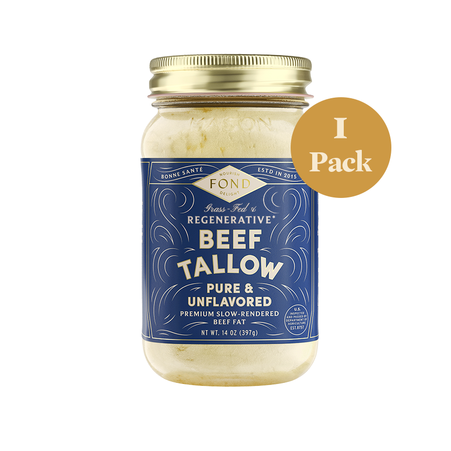 Grass Fed & Regenerative Pure & Unflavored Beef Tallow 14 oz – Fond Bone Broth