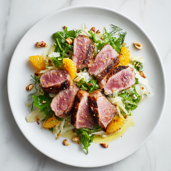 California Duck Breast with Charred Orange & Fennel Salad
