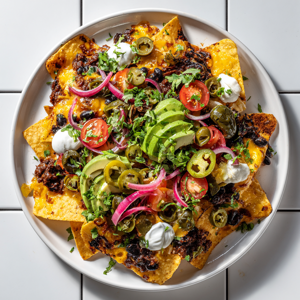 Cast Iron Beef & Charred Poblano Skillet Nachos