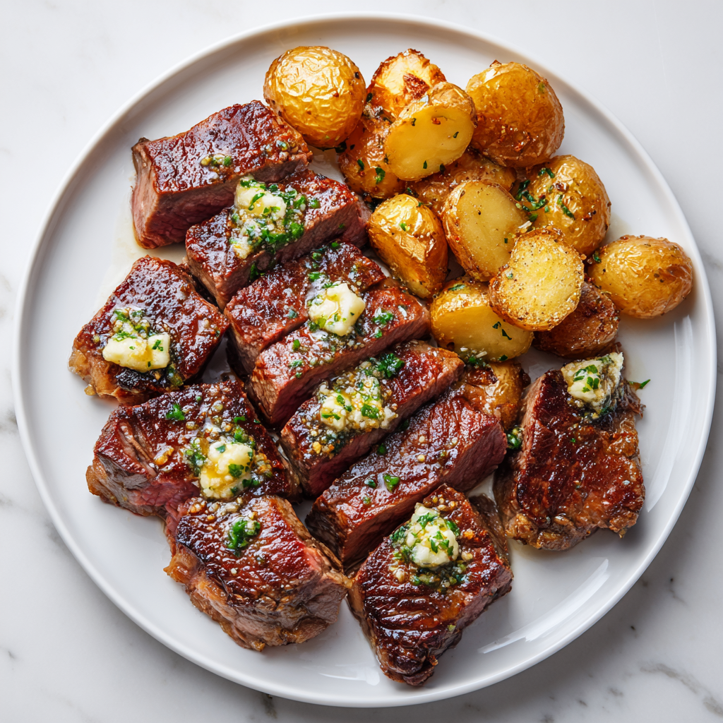 Cast Iron Picanha Steaks with Garlic Butter & Crispy Potatoes