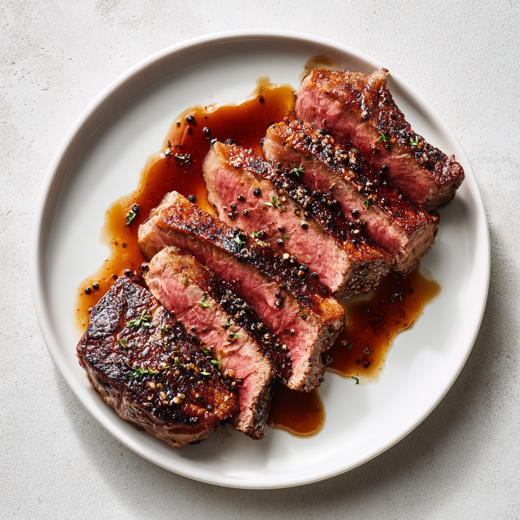 Hardwood Grilled New York with Bourbon Pepper Glaze