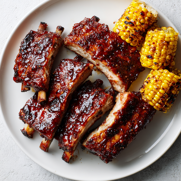 Maple Chipotle Pork Back Ribs with Charred Corn
