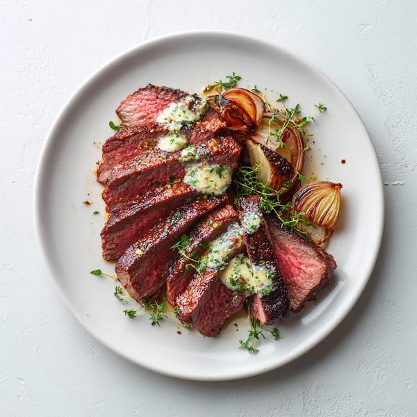 Reverse Seared Tri Tip with Herb Butter & Roasted Shallots
