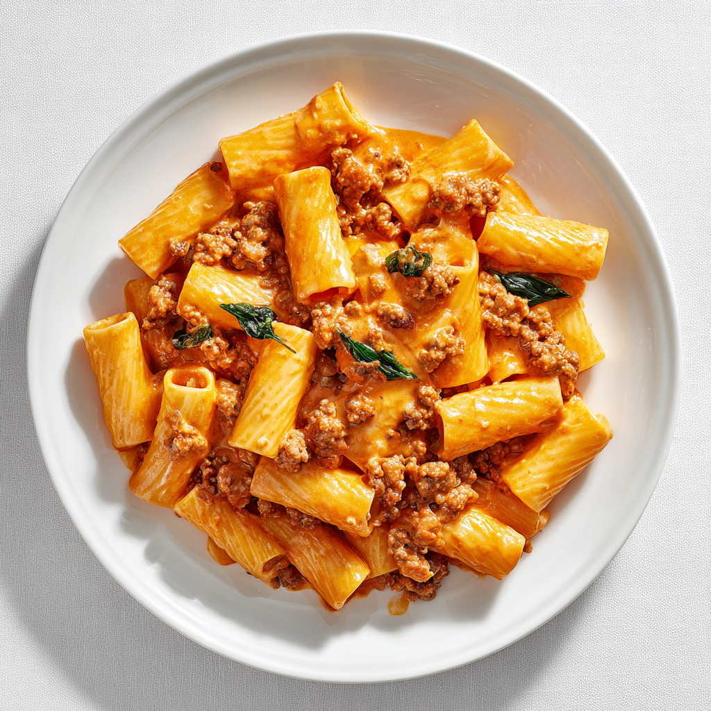 Calabrian Sausage Rigatoni with Vodka Cream Sauce