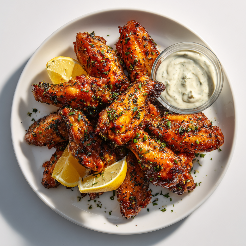 California Lemon Pepper Wings with Charred Scallion Ranch
