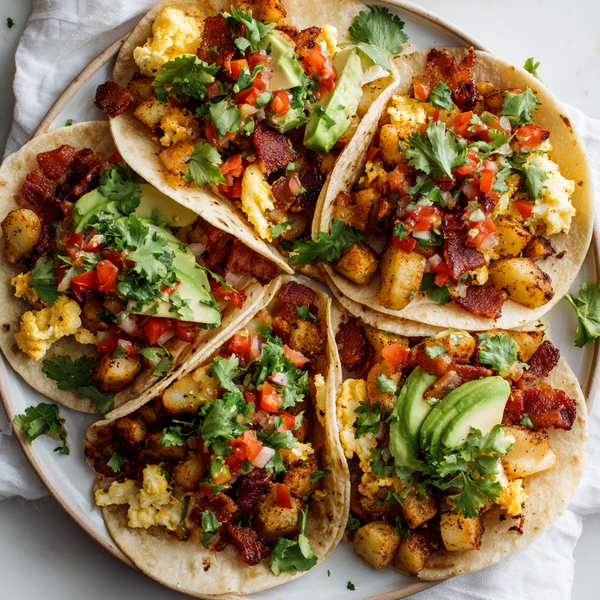 Cherrywood Bacon Breakfast Tacos with Crispy Potatoes & Avocado
