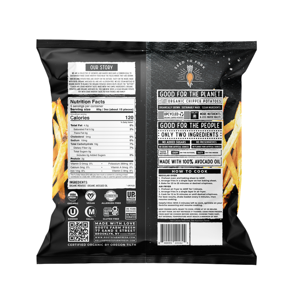 Organic Classic Cut White Potato Fries 15 oz – Roots Farm Fresh