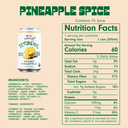 Pineapple Spice Tepache Mexican Soda 12oz - De La Calle