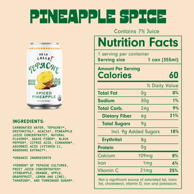 Pineapple Spice Tepache Mexican Soda 12oz - De La Calle