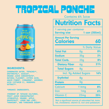 Tepache Tropical Ponche Mexican Soda 12oz - De La Calle