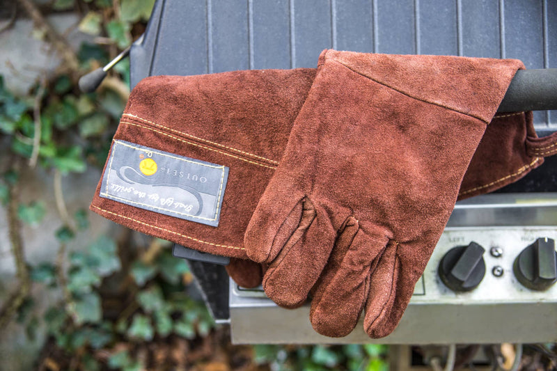 Brown Leather Grill Gloves Set of 2/15" each - Outset