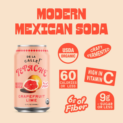 Grapefruit Lime Tepache Mexican Soda 12oz - De La Calle