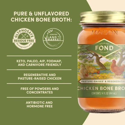 Chicken Bone Broth 100% Pasture-Raised & Regenerative 14fl oz - Fond