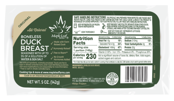 Boneless Duck Breast Maple Leaf 14 oz