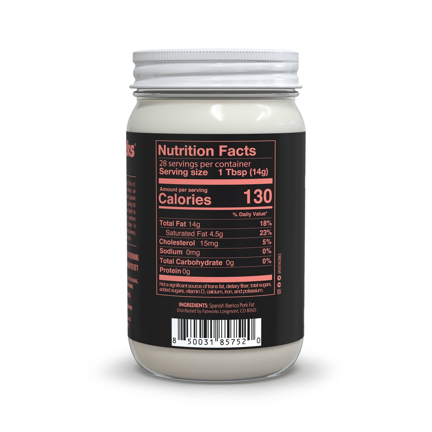 Spanish Iberico Lard Pasture Raised Cooking Oil 14 oz - Fatworks