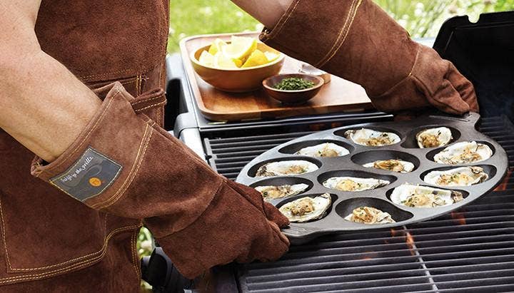 Brown Leather Grill Gloves Set of 2/15" each - Outset