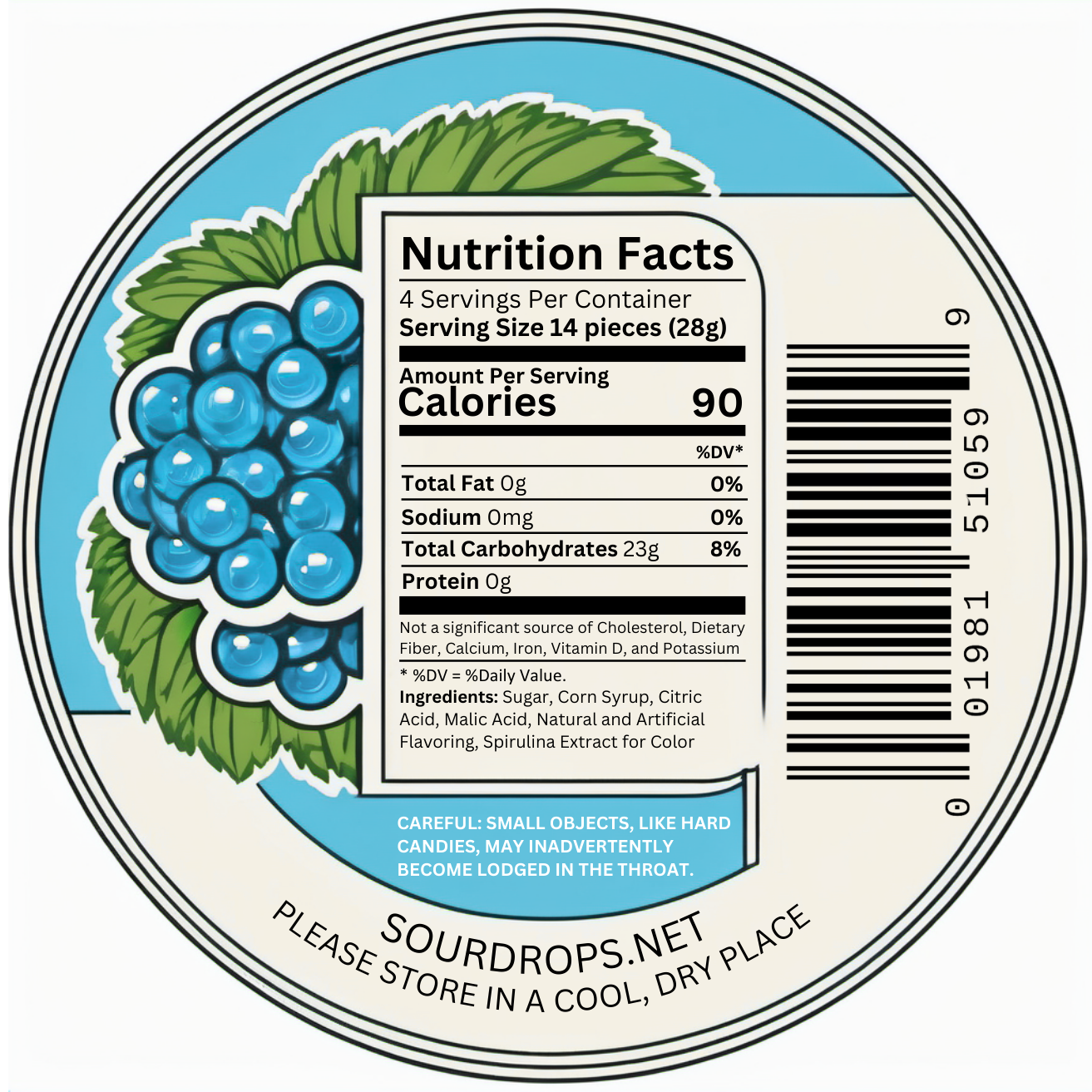 Blue Raspberry Sours: Dye-Free Candy Tins 3.5oz