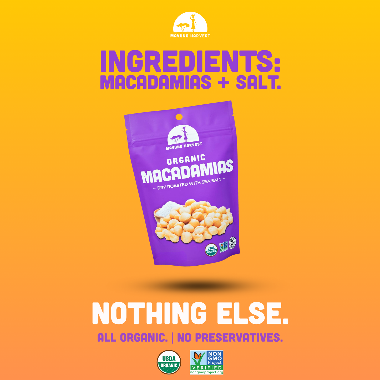 Dry Roasted Macadamias with Sea Salt 4 oz – Mavuno Harvest Organics