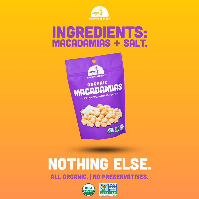 Dry Roasted Macadamias with Sea Salt 4 oz – Mavuno Harvest Organics
