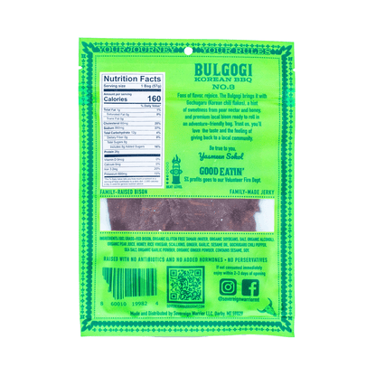 Bulgogi Korean BBQ Bison Jerky 2 oz – Sovereign Warrior Bison Jerky