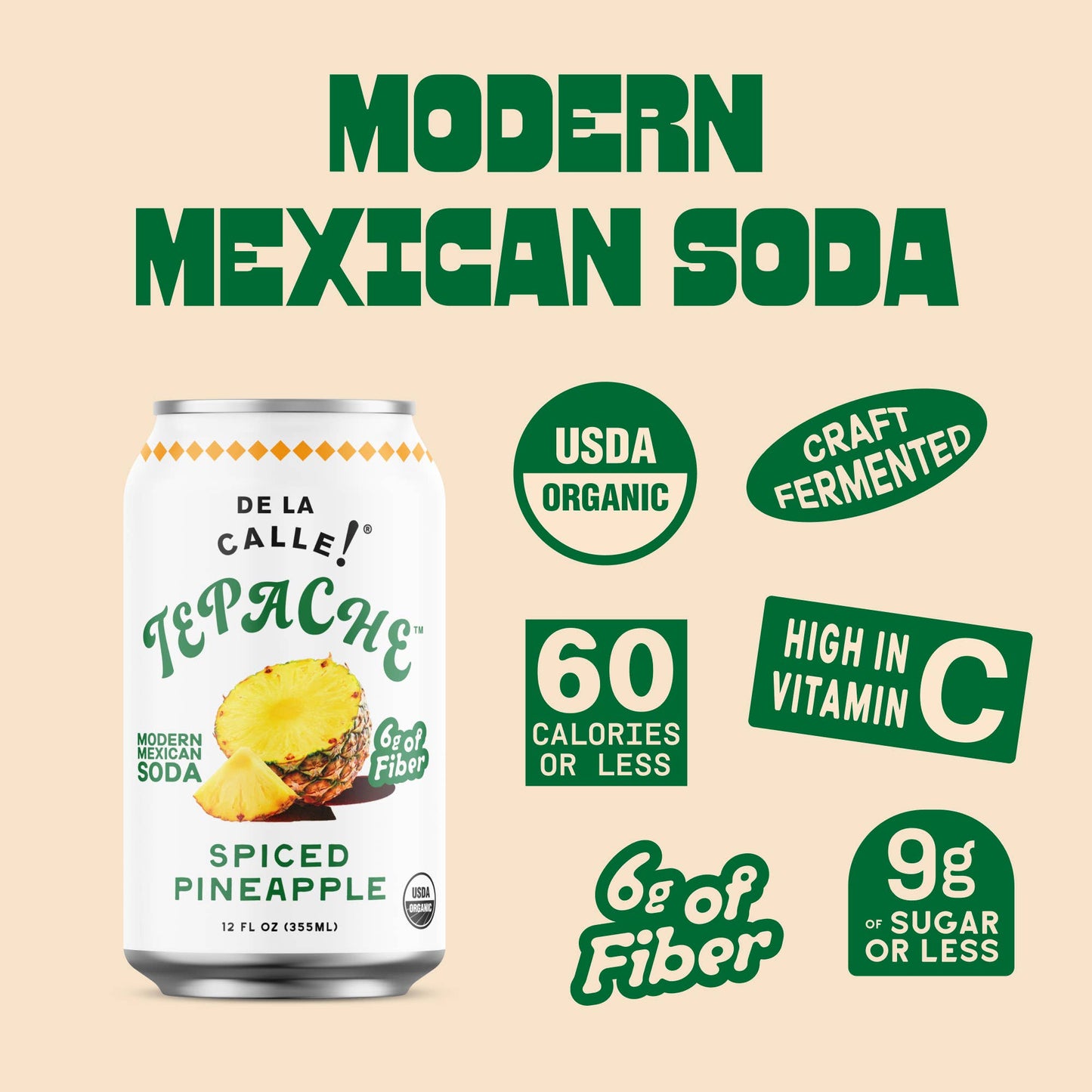 Pineapple Spice Tepache Mexican Soda 12oz - De La Calle