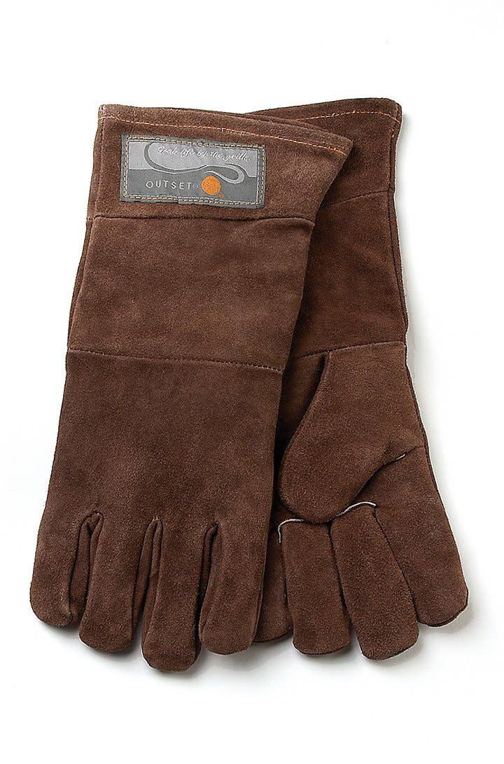 Brown Leather Grill Gloves Set of 2/15" each - Outset