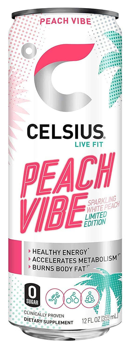 Peach Vibes Sparkling Fitness Drink 12 oz – Celsius