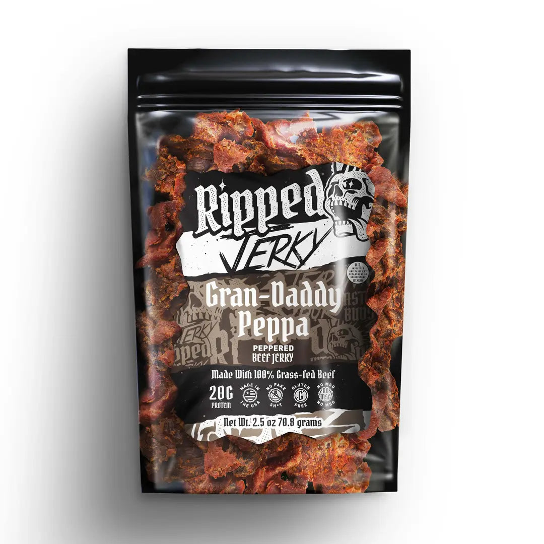 Grass-Fed Beef Jerky Grand Daddy Peppa 2.5 oz - Ripped Beef Jerky