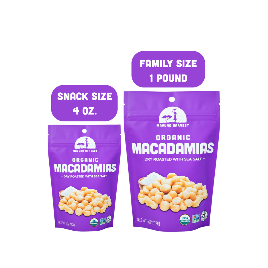 Dry Roasted Macadamias with Sea Salt 4 oz – Mavuno Harvest Organics
