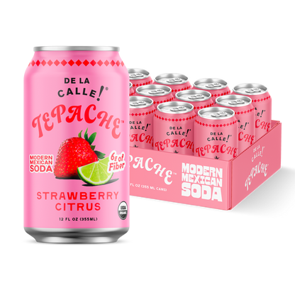 Strawberry Citrus Tepache Mexican Soda 12oz - De La Calle