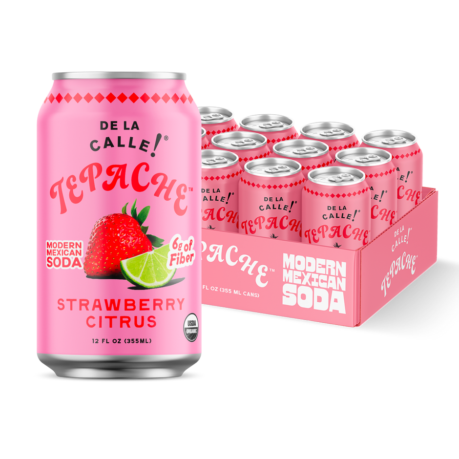 Strawberry Citrus Tepache Mexican Soda 12oz - De La Calle