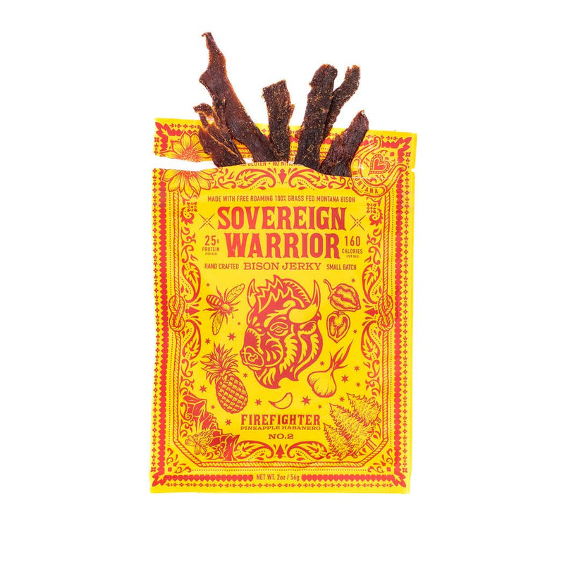 Firefighter Pineapple Habanero Bison Jerky 2.54 oz – Sovereign Warrior Bison Jerky