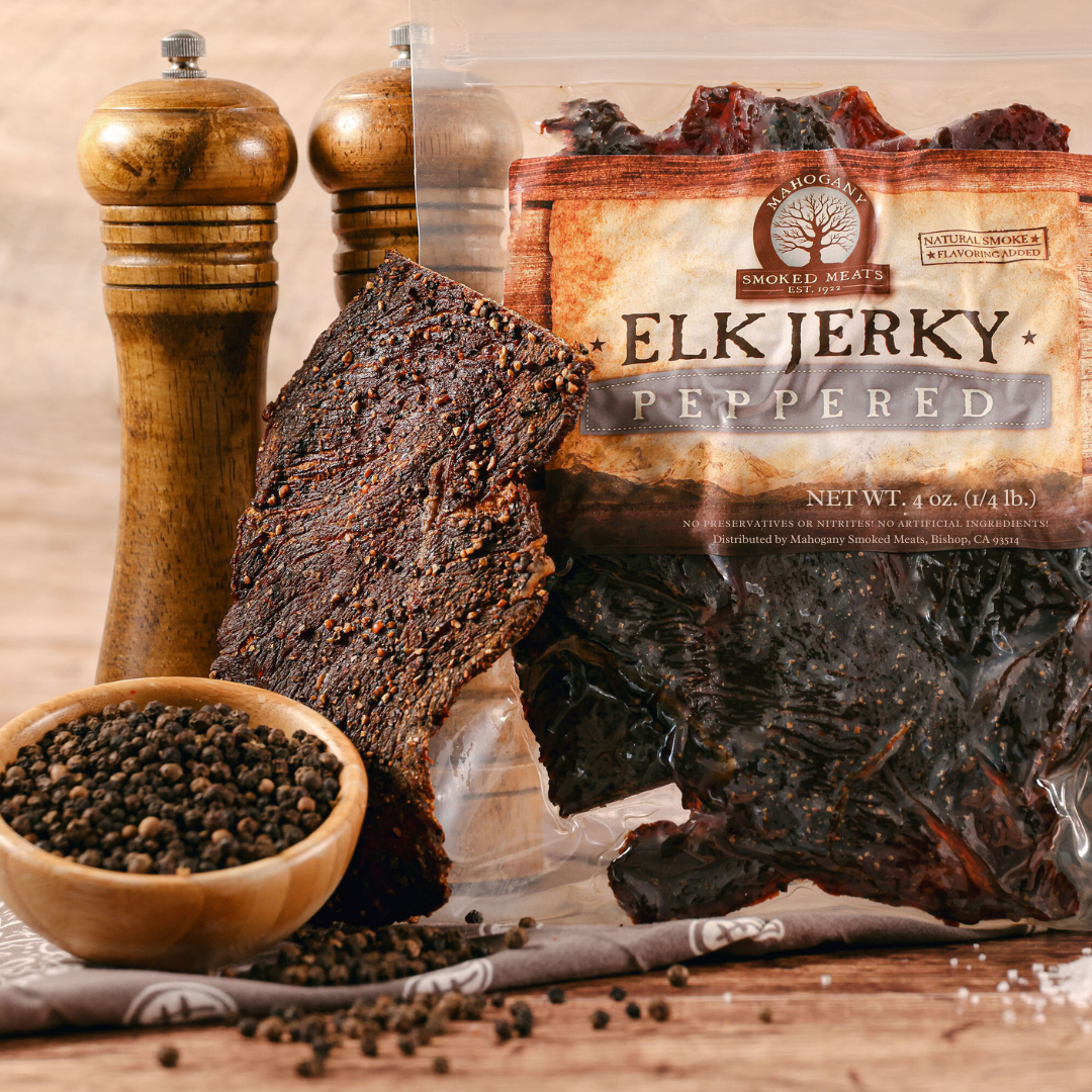 Black Peppered Elk Jerky 3 oz – Mahogany Smoked Meats