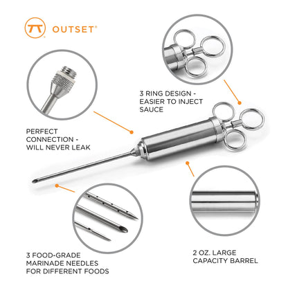 6 Piece Meat Injector Stainless Steel 10.5" x 7" - Outset