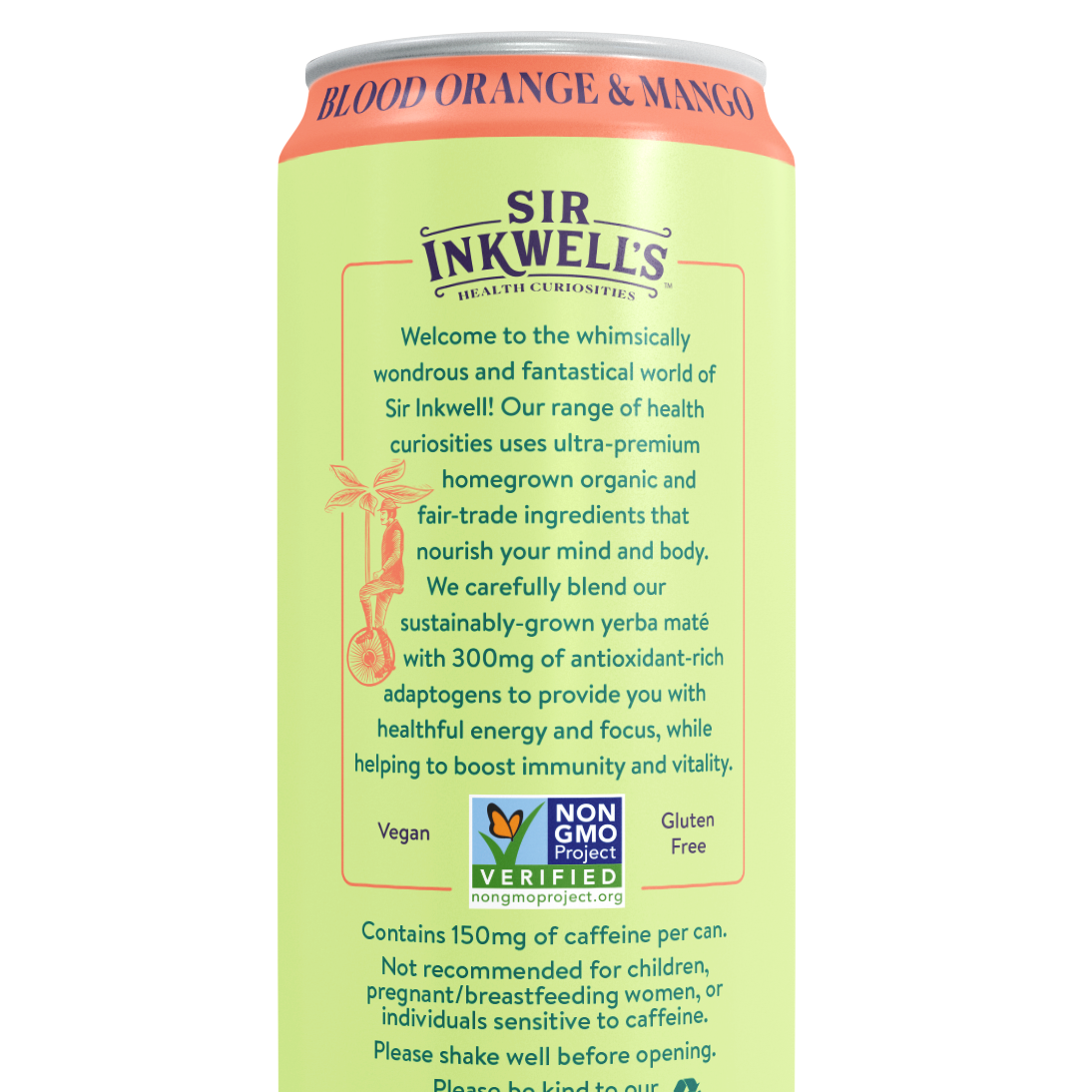 Adaptogen Infused Blood Orange & Mango Yerba Mate 16 oz – Sir Inkwell Health Curiosities