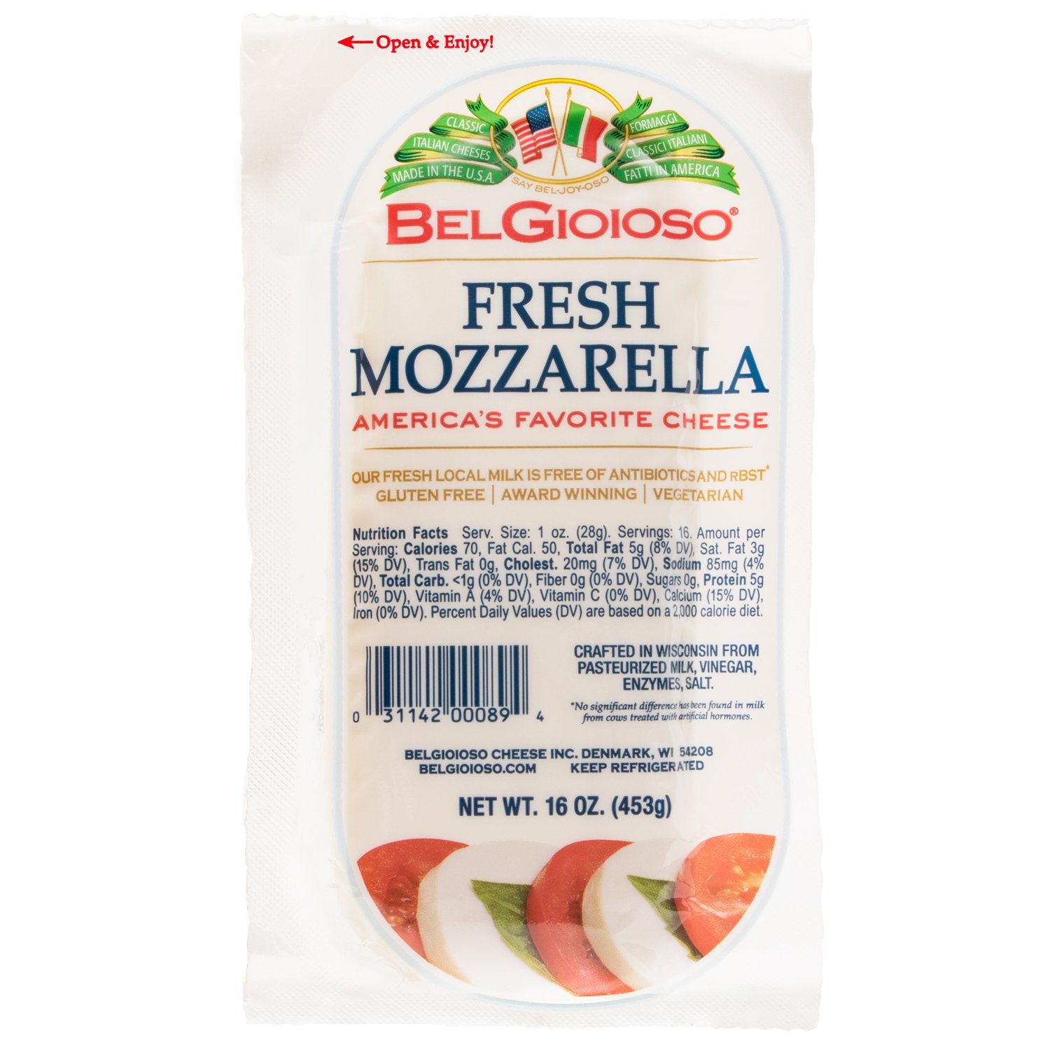 Belgioioso Mozzarella Log Unsliced  | Belgioioso | Grill House