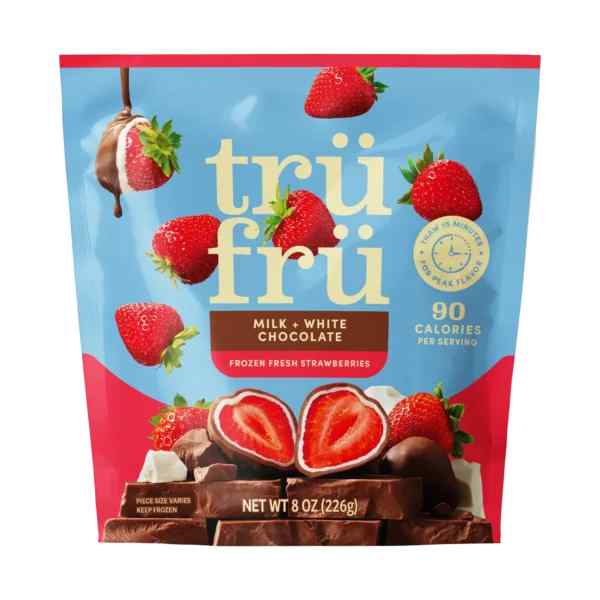 White & Milk Chocolate Frozen Strawberries – 8 oz – Tru Fru | Grill House
