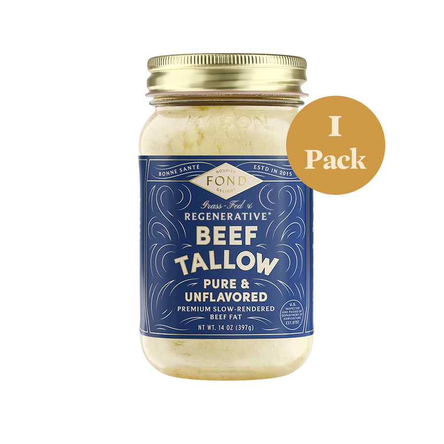 Grass Fed & Regenerative Pure & Unflavored Beef Tallow – Fond Bone Broth 14 oz | Grill House