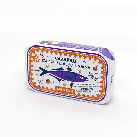 Horse Mackerel Fillets in Olive Oil, Garlic & Parsley – Miss Can 4.2 oz