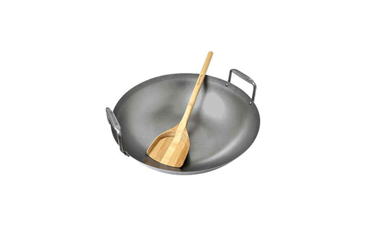 Carbon Steel Grill Wok w/ Bamboo Spatula – Big Green Egg | Grill House