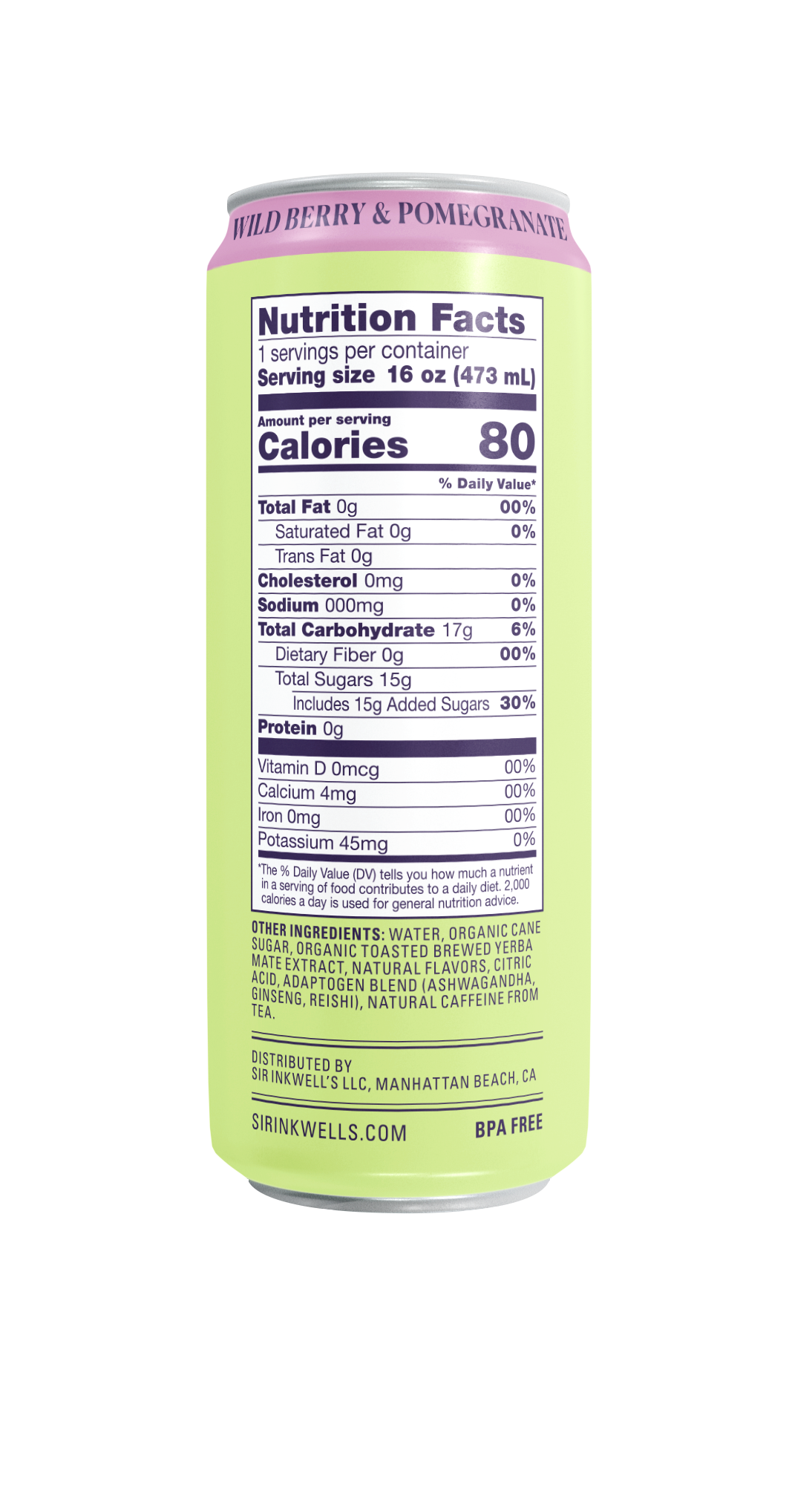 Adaptogen Infused Wild Berry & Pomegranate Yerba Mate 16 oz – Sir Inkwell Health Curiosities