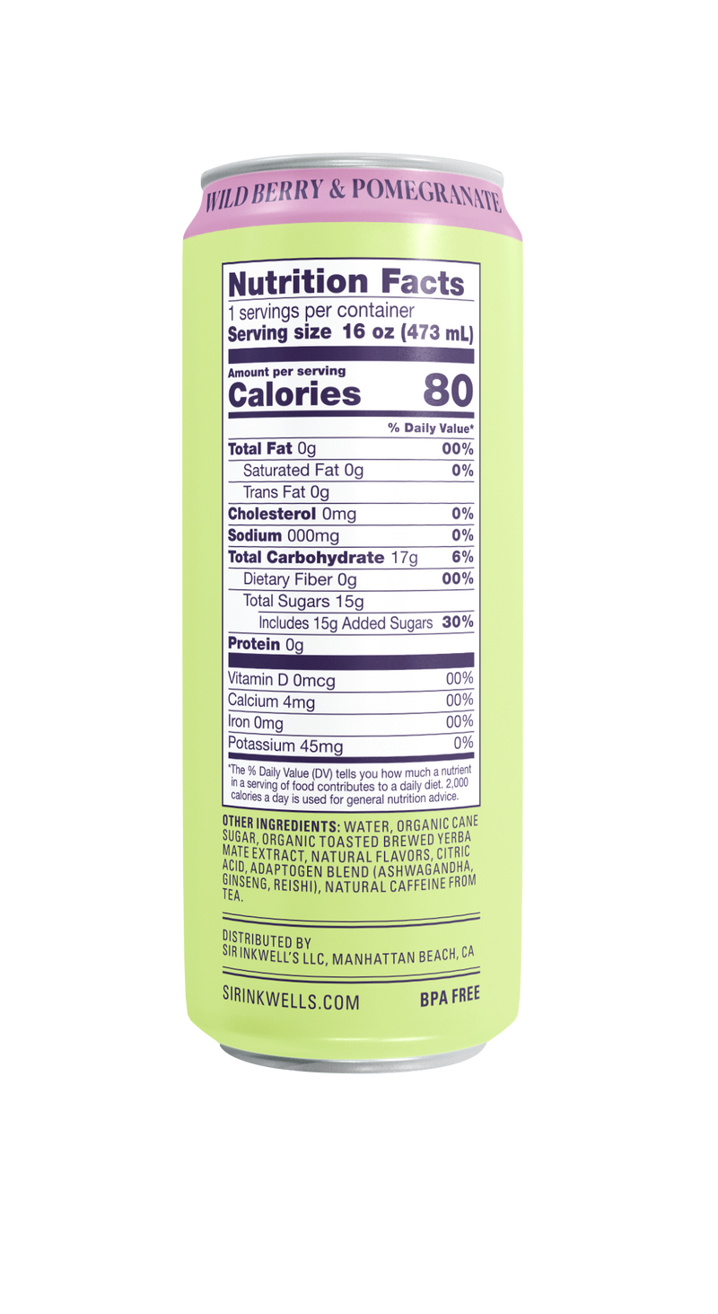 Adaptogen Infused Wild Berry & Pomegranate Yerba Mate 16 oz – Sir Inkwell Health Curiosities